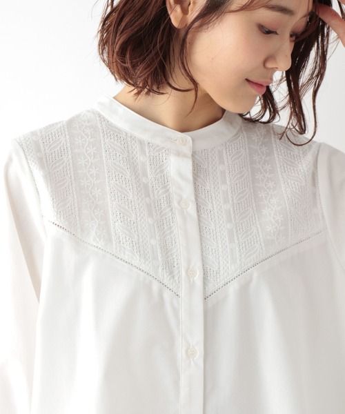 GLOBAL WORK(グローバルワーク)の「フロントレースシャツ7部袖/MATINEE LINE/267013(シャツ/ブラウス・レディース・ホワイト/ブラック・MEDIUM/LARGE)」の8枚目の写真