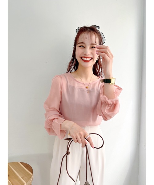 JUMELLE（ジュメロ）の「透け感ブラウス（シャツ/ブラウス・レディース・ピンク/アイボリー・FREE）」の4枚目の写真