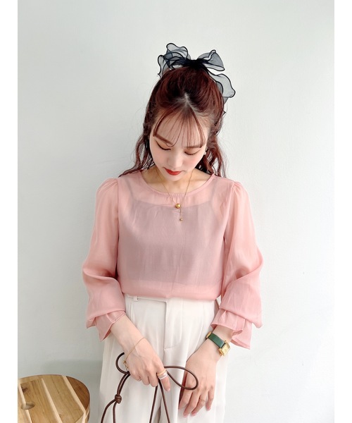 JUMELLE（ジュメロ）の「透け感ブラウス（シャツ/ブラウス・レディース・ピンク/アイボリー・FREE）」の9枚目の写真