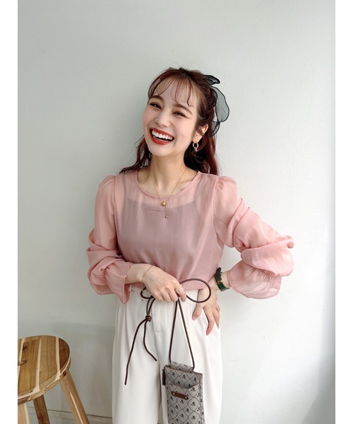 JUMELLE（ジュメロ）の「透け感ブラウス（シャツ/ブラウス・レディース・ピンク/アイボリー・FREE）」の10枚目の写真