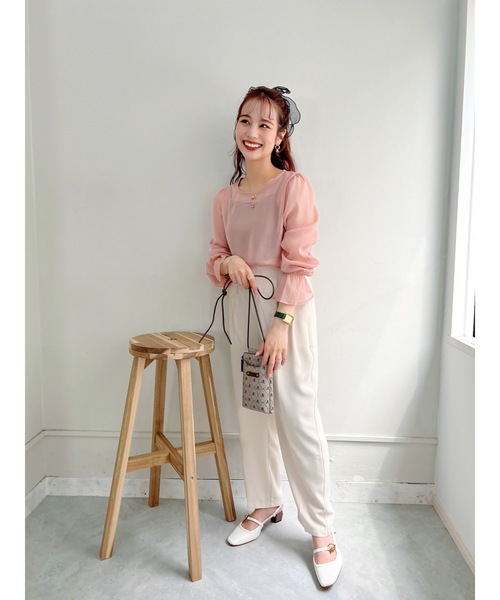 JUMELLE（ジュメロ）の「透け感ブラウス（シャツ/ブラウス・レディース・ピンク/アイボリー・FREE）」の5枚目の写真