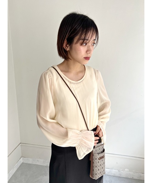 JUMELLE（ジュメロ）の「透け感ブラウス（シャツ/ブラウス・レディース・ピンク/アイボリー・FREE）」の7枚目の写真