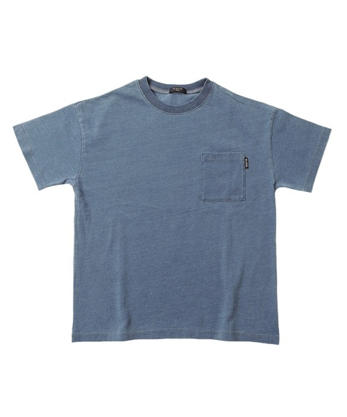 GLAZOS(グラソス)の「インディゴ天竺・ドロップショルダーポケット半袖Tシャツ【セットアップ対応】(Tシャツ/カットソー・キッズ・ライトブルー/ブルー・150cm/160cm/130cm/170cm/140cm)」の3枚目の写真