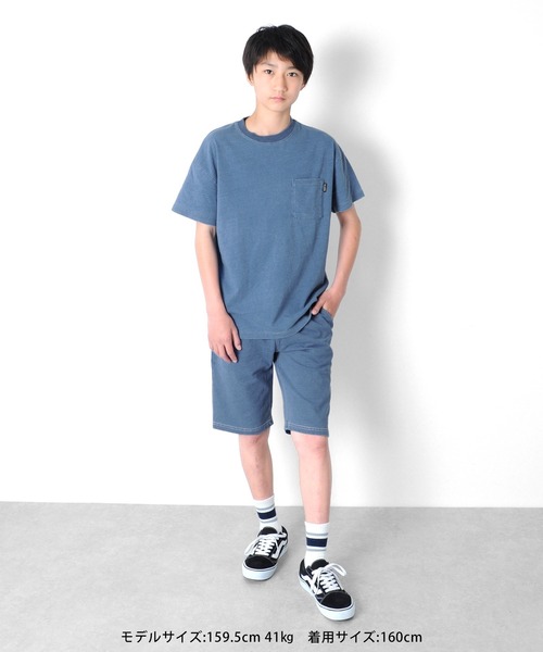 GLAZOS(グラソス)の「インディゴ天竺・ドロップショルダーポケット半袖Tシャツ【セットアップ対応】(Tシャツ/カットソー・キッズ・ライトブルー/ブルー・150cm/160cm/130cm/170cm/140cm)」の5枚目の写真