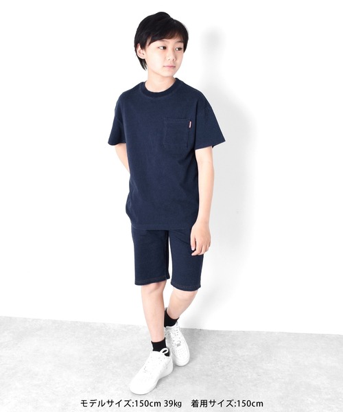 GLAZOS(グラソス)の「インディゴ天竺・ドロップショルダーポケット半袖Tシャツ【セットアップ対応】(Tシャツ/カットソー・キッズ・ライトブルー/ブルー・150cm/160cm/130cm/170cm/140cm)」の17枚目の写真