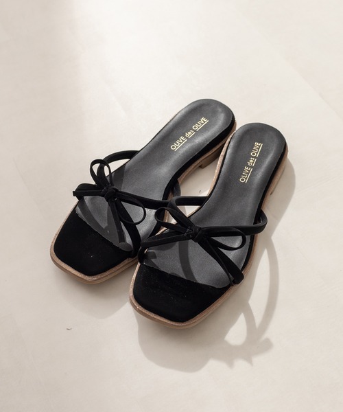 OLIVE des OLIVE(オリーブデオリーブ)の「【WEB限定カラー有】リボンチューブサンダル(サンダル・レディース・ブラック/オフホワイト/ミント/クリア/ダークベージュ・SMALL/MEDIUM/LARGE)」の1枚目の写真