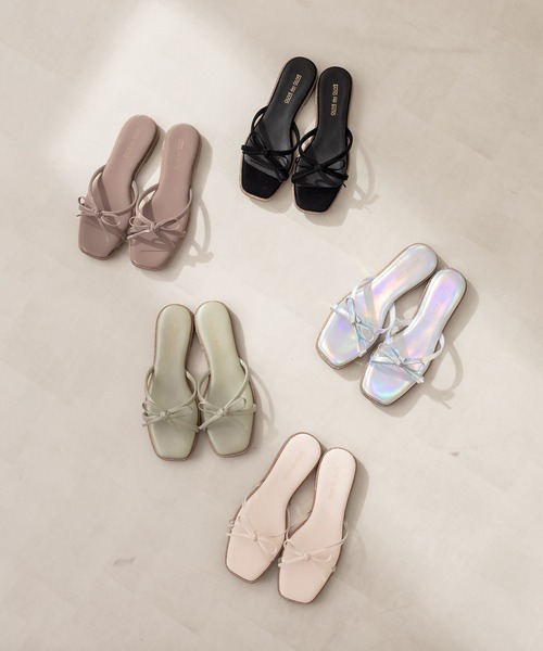 OLIVE des OLIVE(オリーブデオリーブ)の「【WEB限定カラー有】リボンチューブサンダル(サンダル・レディース・ブラック/オフホワイト/ミント/クリア/ダークベージュ・SMALL/MEDIUM/LARGE)」の6枚目の写真