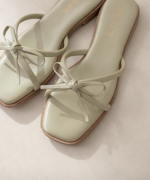 OLIVE des OLIVE(オリーブデオリーブ)の「【WEB限定カラー有】リボンチューブサンダル(サンダル・レディース・ブラック/オフホワイト/ミント/クリア/ダークベージュ・SMALL/MEDIUM/LARGE)」の10枚目の写真