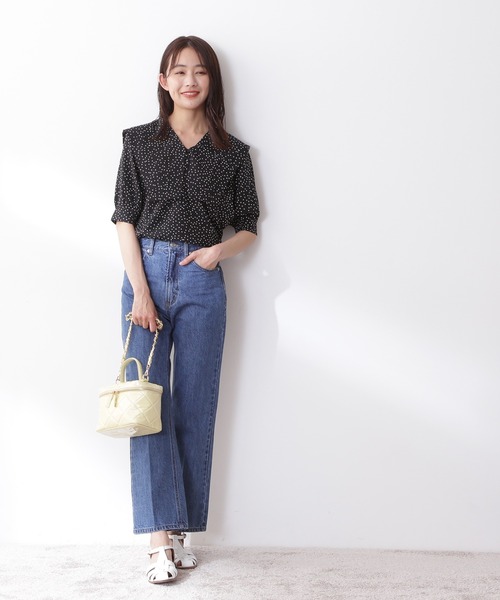 N.(N. Natural Beauty Basic)(エヌエヌナチュラルビューティーベーシック)の「◆ショートスリーブスクエアカラーブラウス(シャツ/ブラウス・レディース・オフホワイト/ブラック系その他/ブルー・MEDIUM)」の11枚目の写真