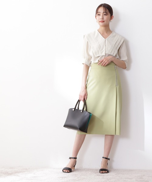 N.(N. Natural Beauty Basic)(エヌエヌナチュラルビューティーベーシック)の「◆ショートスリーブスクエアカラーブラウス(シャツ/ブラウス・レディース・オフホワイト/ブラック系その他/ブルー・MEDIUM)」の13枚目の写真