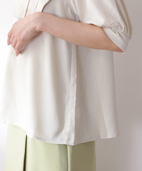 N.(N. Natural Beauty Basic)(エヌエヌナチュラルビューティーベーシック)の「◆ショートスリーブスクエアカラーブラウス(シャツ/ブラウス・レディース・オフホワイト/ブラック系その他/ブルー・MEDIUM)」の10枚目の写真