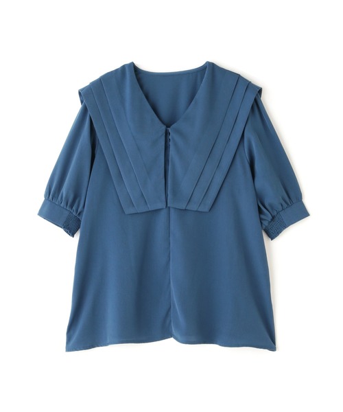 N.(N. Natural Beauty Basic)(エヌエヌナチュラルビューティーベーシック)の「◆ショートスリーブスクエアカラーブラウス(シャツ/ブラウス・レディース・オフホワイト/ブラック系その他/ブルー・MEDIUM)」の16枚目の写真