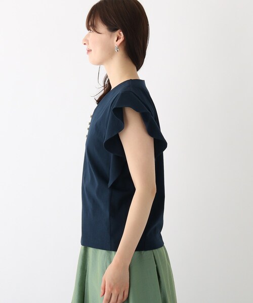 index（インデックス）の「◆フロントパールフリルスリーブトップス【WEB限定サイズ】（Tシャツ/カットソー・レディース・ホワイト系/ライトグレー/ブルー/ネイビー・36/38/40/42）」の11枚目の写真