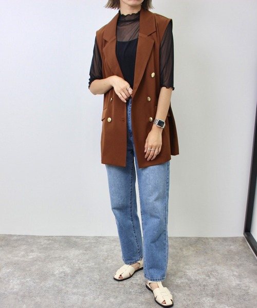 MLI'A(エムリア)の「金ボタンジレ(セットアップ対応)(ベスト・レディース・ブラック/ネイビー/アイボリー/ライトブラウン・M)」の6枚目の写真