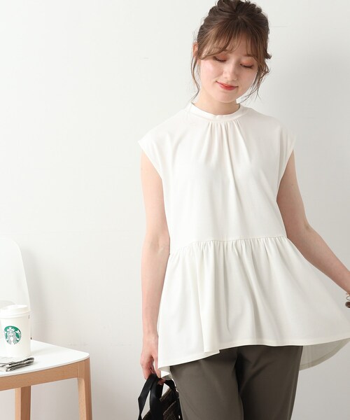 DRESKIP（ドレスキップ）の「◆ウエスト切替ギャザープルオーバー（Tシャツ/カットソー・レディース・オフホワイト/グレー系その他/ダークグリーン/ベージュ・02/03）」の10枚目の写真