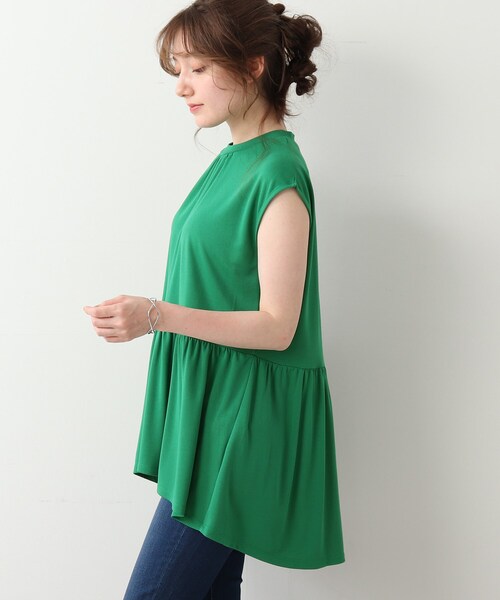 DRESKIP（ドレスキップ）の「◆ウエスト切替ギャザープルオーバー（Tシャツ/カットソー・レディース・オフホワイト/グレー系その他/ダークグリーン/ベージュ・02/03）」の5枚目の写真