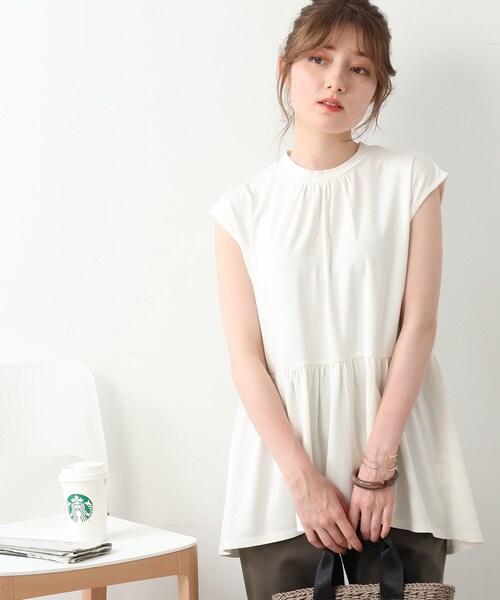 DRESKIP（ドレスキップ）の「◆ウエスト切替ギャザープルオーバー（Tシャツ/カットソー・レディース・オフホワイト/グレー系その他/ダークグリーン/ベージュ・02/03）」の20枚目の写真