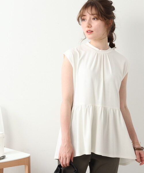 DRESKIP（ドレスキップ）の「◆ウエスト切替ギャザープルオーバー（Tシャツ/カットソー・レディース・オフホワイト/グレー系その他/ダークグリーン/ベージュ・02/03）」の6枚目の写真