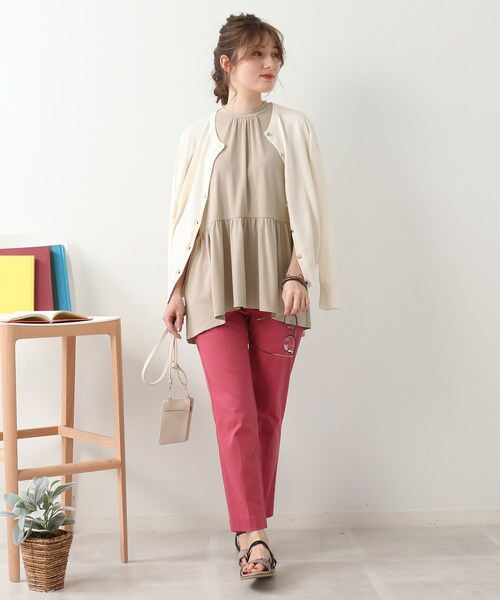 DRESKIP（ドレスキップ）の「◆ウエスト切替ギャザープルオーバー（Tシャツ/カットソー・レディース・オフホワイト/グレー系その他/ダークグリーン/ベージュ・02/03）」の8枚目の写真