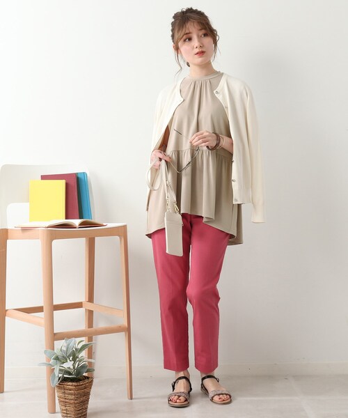 DRESKIP（ドレスキップ）の「◆ウエスト切替ギャザープルオーバー（Tシャツ/カットソー・レディース・オフホワイト/グレー系その他/ダークグリーン/ベージュ・02/03）」の18枚目の写真