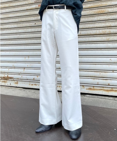 Chikashitsu +(チカシツプラス)の「【Chikashitsu + ORIGINAL/チカシツプラス オリジナル】full length flare slacks/フルレングス フレア スラックス シンプル パンツ(スラックス・メンズ・ホワイト/ブラック・S/M)」の18枚目の写真