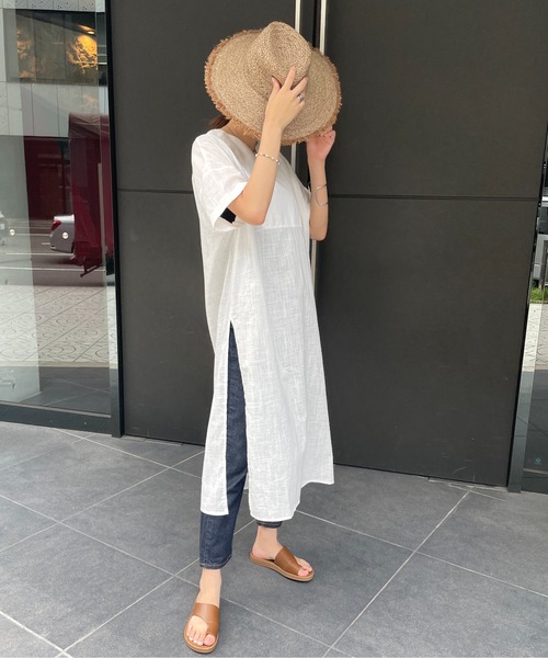 StyleSea(スタイルシー)の「リネンタッチコットンカフタンワンピース(ワンピース・レディース・ブラウン/オフホワイト/カーキ/ライトベージュ・MEDIUM)」の18枚目の写真