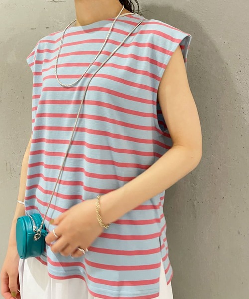 SHENERY（シーナリー）の「フレンチスリーブボーダーカットソー（Tシャツ/カットソー・レディース・イエロー/オレンジ/ブルー・FREE）」の3枚目の写真