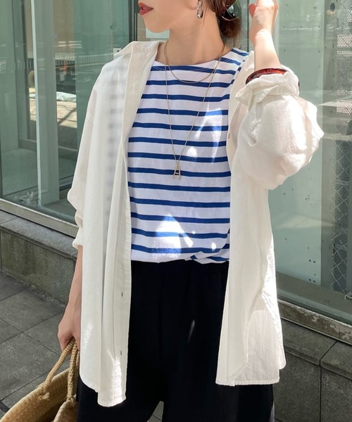 SHENERY（シーナリー）の「フレンチスリーブボーダーカットソー（Tシャツ/カットソー・レディース・イエロー/オレンジ/ブルー・FREE）」の2枚目の写真