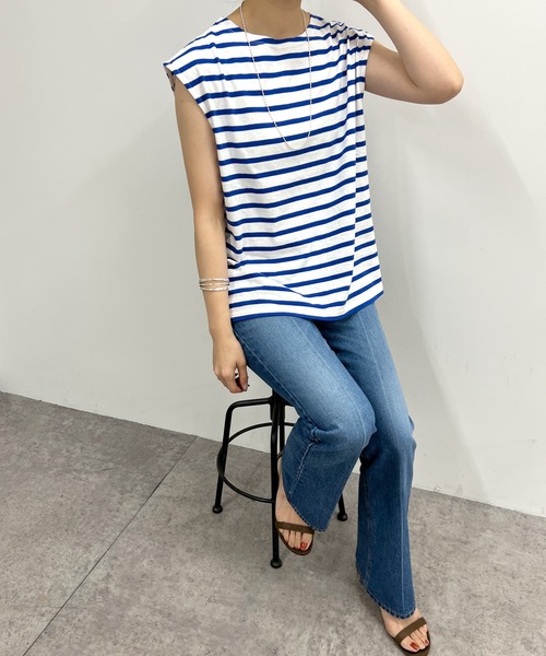 SHENERY（シーナリー）の「フレンチスリーブボーダーカットソー（Tシャツ/カットソー・レディース・イエロー/オレンジ/ブルー・FREE）」の6枚目の写真