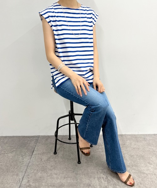 SHENERY（シーナリー）の「フレンチスリーブボーダーカットソー（Tシャツ/カットソー・レディース・イエロー/オレンジ/ブルー・FREE）」の7枚目の写真