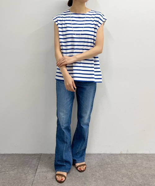 SHENERY（シーナリー）の「フレンチスリーブボーダーカットソー（Tシャツ/カットソー・レディース・イエロー/オレンジ/ブルー・FREE）」の9枚目の写真