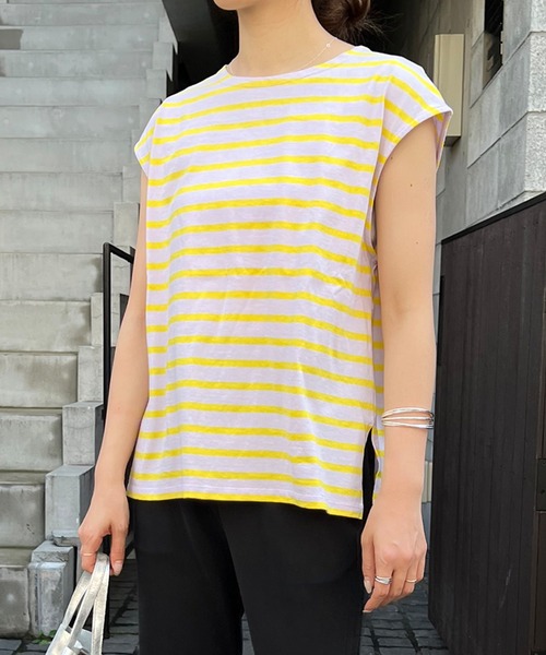 SHENERY（シーナリー）の「フレンチスリーブボーダーカットソー（Tシャツ/カットソー・レディース・イエロー/オレンジ/ブルー・FREE）」の11枚目の写真