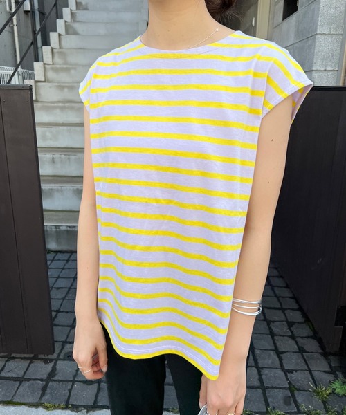 SHENERY（シーナリー）の「フレンチスリーブボーダーカットソー（Tシャツ/カットソー・レディース・イエロー/オレンジ/ブルー・FREE）」の10枚目の写真
