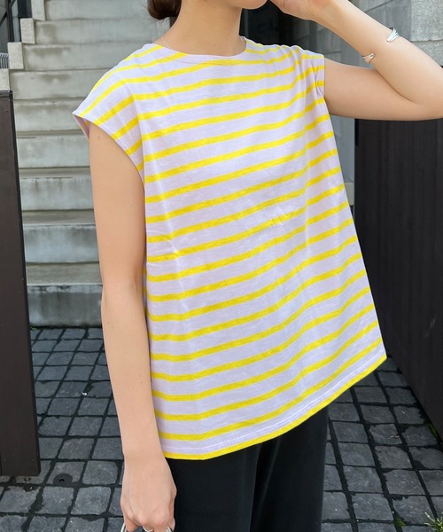 SHENERY（シーナリー）の「フレンチスリーブボーダーカットソー（Tシャツ/カットソー・レディース・イエロー/オレンジ/ブルー・FREE）」の12枚目の写真