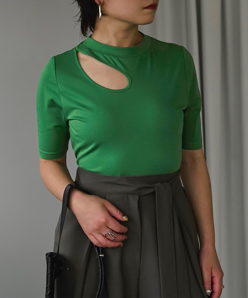 Ezick（エジック）の「コンマカットネックTEE（Tシャツ/カットソー・レディース・ライトホワイト/ブラック/グリーン・FREE）」の21枚目の写真