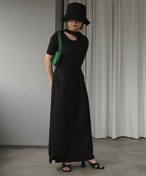 Ezick（エジック）の「コンマカットネックTEE（Tシャツ/カットソー・レディース・ライトホワイト/ブラック/グリーン・FREE）」の11枚目の写真