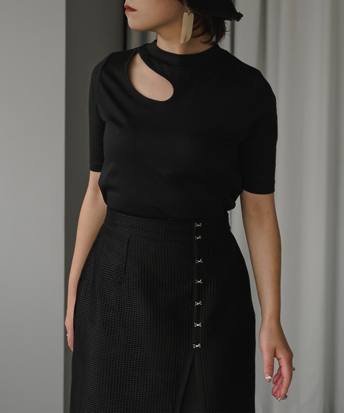 Ezick（エジック）の「コンマカットネックTEE（Tシャツ/カットソー・レディース・ライトホワイト/ブラック/グリーン・FREE）」の15枚目の写真