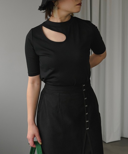 Ezick（エジック）の「コンマカットネックTEE（Tシャツ/カットソー・レディース・ライトホワイト/ブラック/グリーン・FREE）」の14枚目の写真