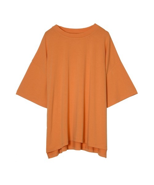 Re:EDIT（リエディ）の「[接触冷感]オーバーサイズとろみTシャツ（Tシャツ/カットソー・レディース・ホワイト/オレンジ/グリーン/スミクロ/グレイッシュベージュ・MEDIUM/LARGE）」の13枚目の写真