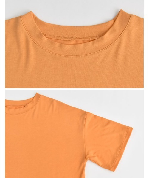Re:EDIT（リエディ）の「[接触冷感]オーバーサイズとろみTシャツ（Tシャツ/カットソー・レディース・ホワイト/オレンジ/グリーン/スミクロ/グレイッシュベージュ・MEDIUM/LARGE）」の19枚目の写真