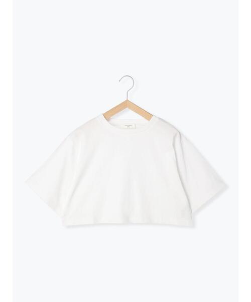 Samansa Mos2 blue（サマンサモスモスブルー）の「◎クロップドTシャツ（Tシャツ/カットソー・レディース・ブラック/オフホワイト/オレンジ・ﾌﾘ-）」の2枚目の写真