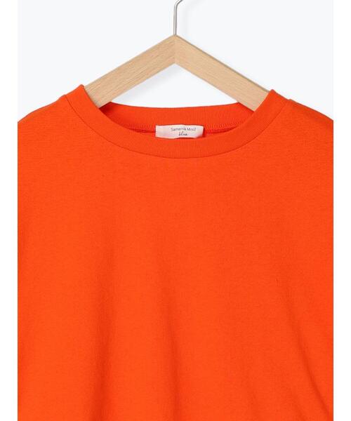 Samansa Mos2 blue（サマンサモスモスブルー）の「◎クロップドTシャツ（Tシャツ/カットソー・レディース・ブラック/オフホワイト/オレンジ・ﾌﾘ-）」の9枚目の写真