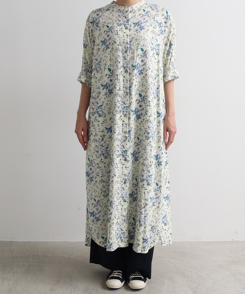 yuni（ユニ　）の「●Ramie/Linen nostalgic flower print  ワンピース（ワンピース・レディース・イエロー/ブラック・FREE）」の3枚目の写真