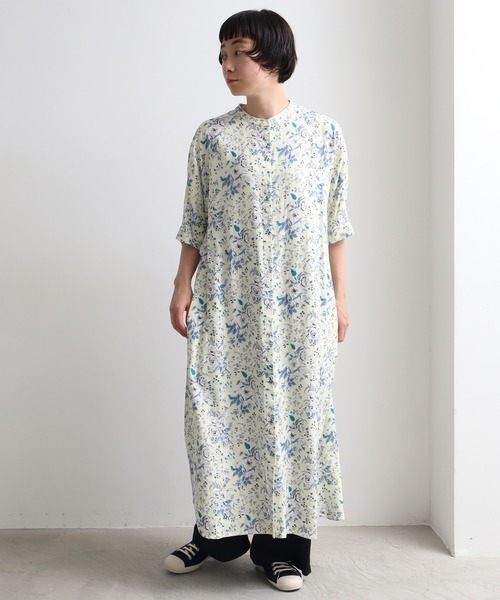 yuni（ユニ　）の「●Ramie/Linen nostalgic flower print  ワンピース（ワンピース・レディース・イエロー/ブラック・FREE）」の6枚目の写真