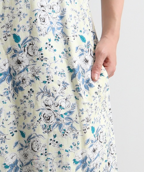 yuni（ユニ　）の「●Ramie/Linen nostalgic flower print  ワンピース（ワンピース・レディース・イエロー/ブラック・FREE）」の5枚目の写真