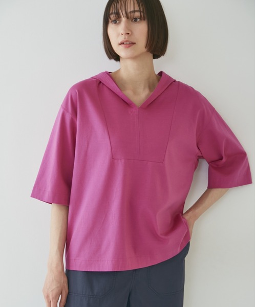 【セール】◆フーディプルオーバー（Tシャツ/カットソー）｜human woman（ヒューマンウーマン）