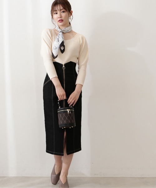 PROPORTION BODY DRESSING(プロポーションボディドレッシング)の「フロントファスナーデニムタイト / 1212220802(スカート・レディース・ブラック/ダークネイビー・SMALL/MEDIUM)」の18枚目の写真