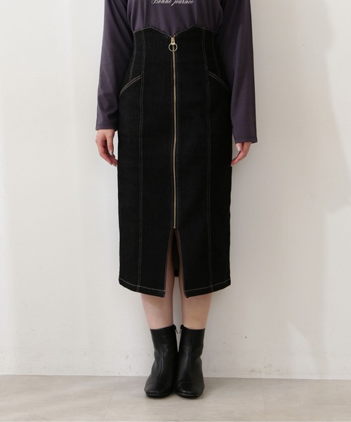 PROPORTION BODY DRESSING(プロポーションボディドレッシング)の「フロントファスナーデニムタイト / 1212220802(スカート・レディース・ブラック/ダークネイビー・SMALL/MEDIUM)」の7枚目の写真