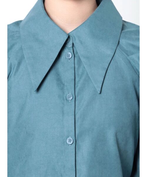 EMODA(エモダ)の「ビッグカラーシャツワンピース(ワンピース・レディース・ブラック/ベージュ/グレー/ブルー・FREE)」の15枚目の写真