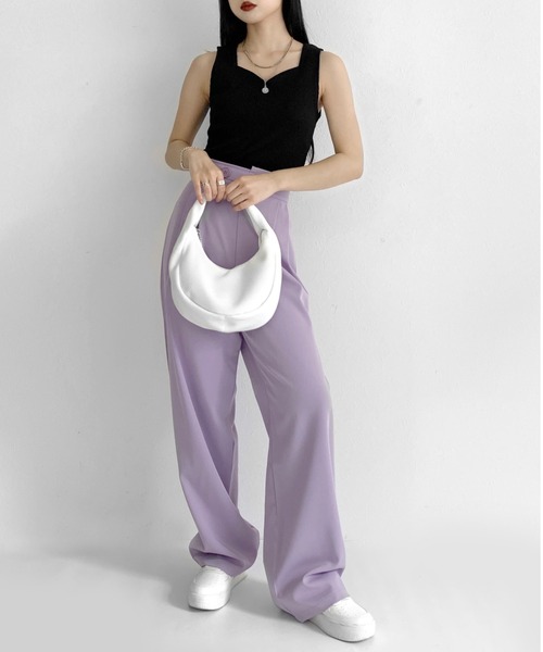 LVEU.（ラブユ.）の「Heart neck sleeveless rib tops / ハートネックノースリーブリブトップス（タンクトップ・レディース・ブラック・FREE）」の7枚目の写真